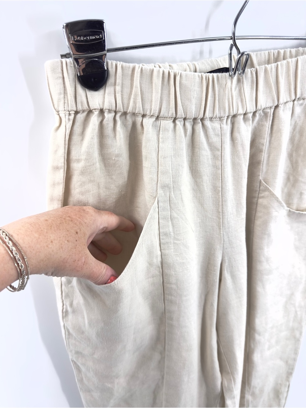 Quince European Linen Tapered Ankle Pants Size Small Flax Tan Minimalist Beach - Picture 3 of 8